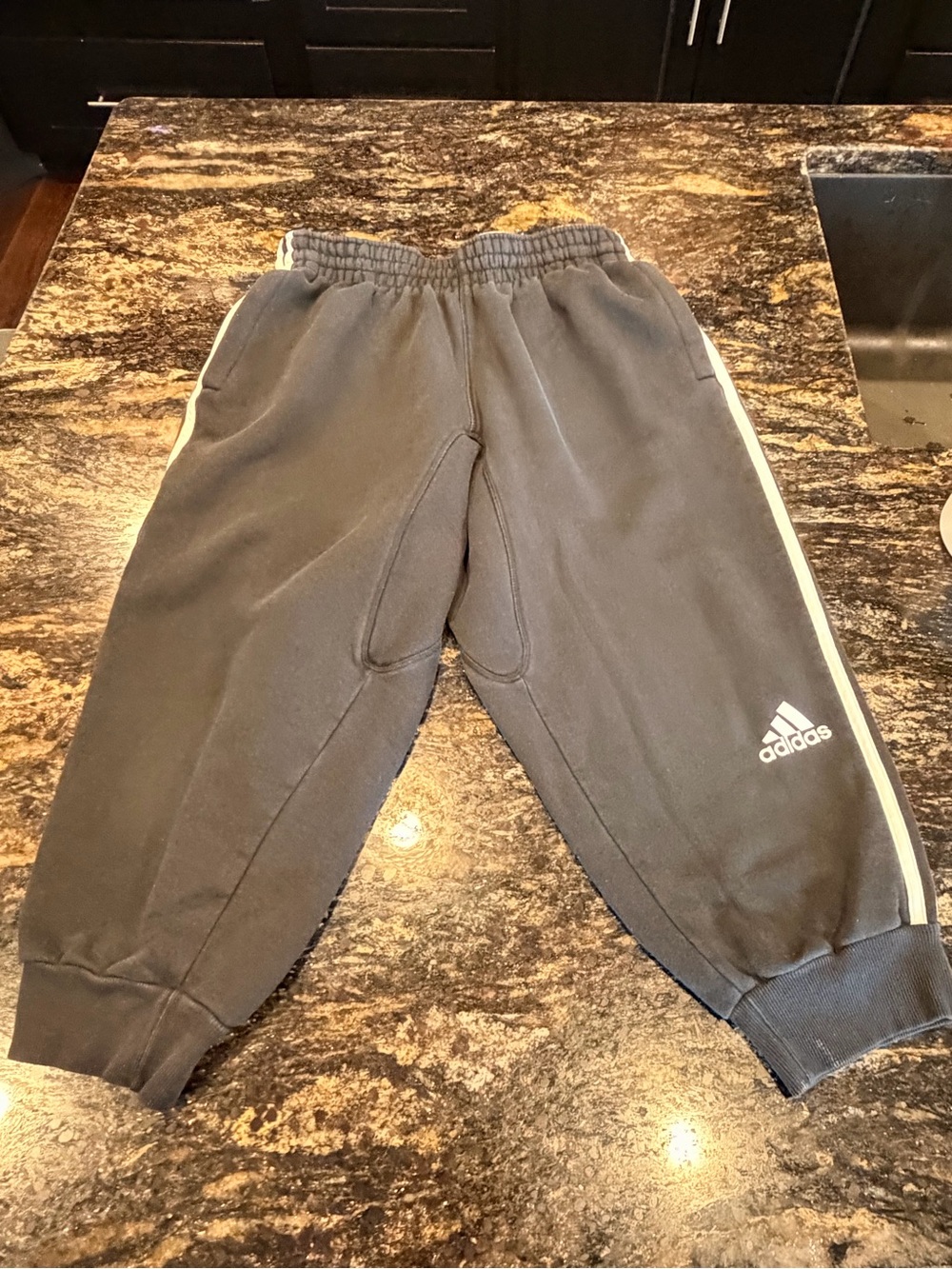 Adidas Black Sweatpants with White Side Stripes - Mens 3/4 leg